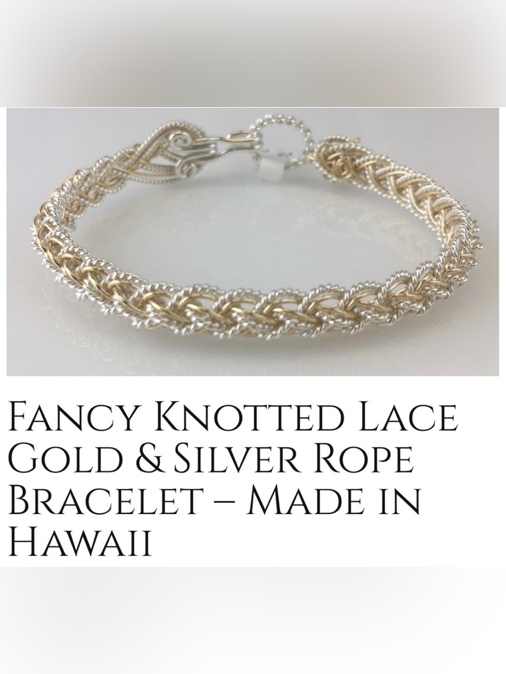 Maui Hands 14K Gold Fill Sterling Silver Knotted Lace Bracelet Hawaii